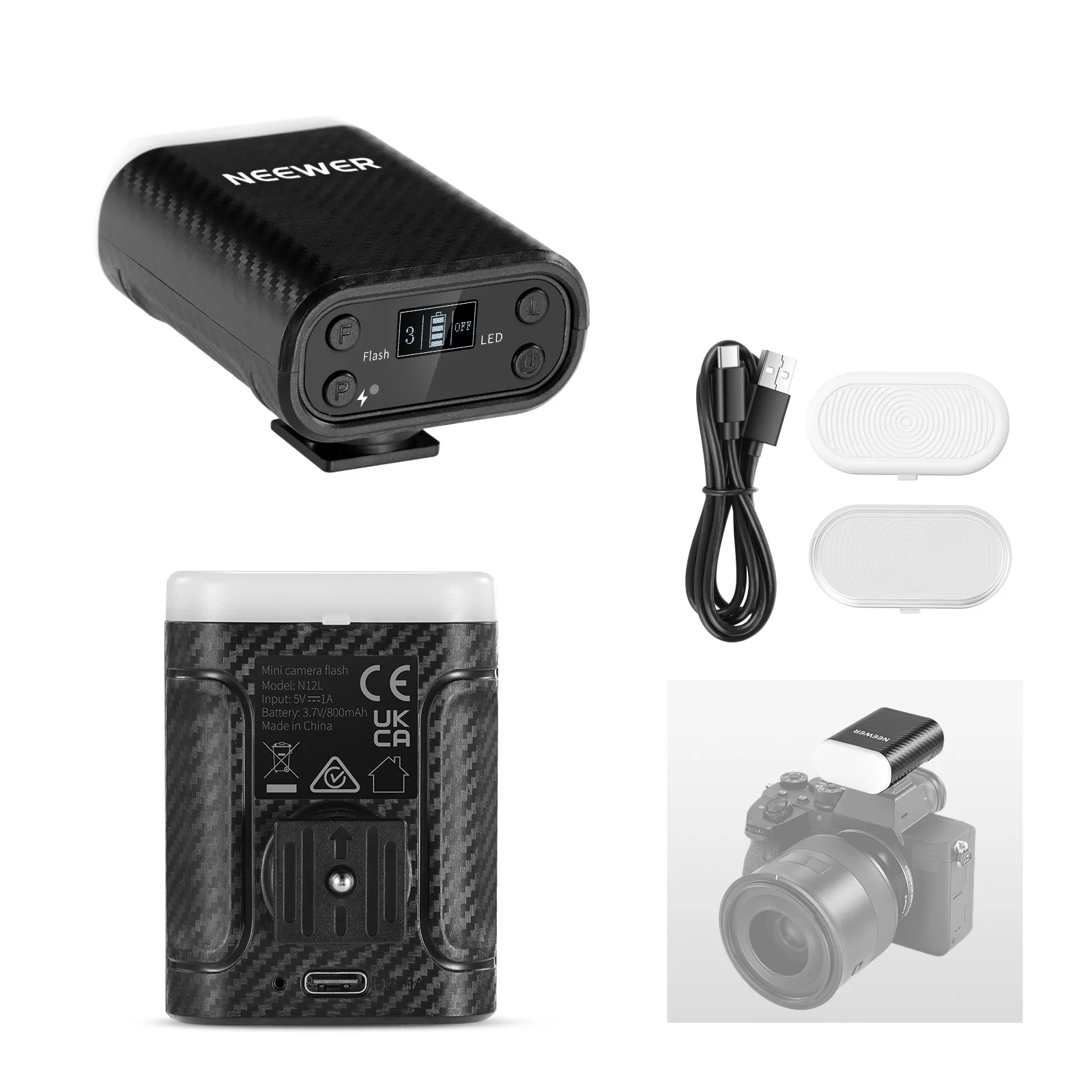 Speedlite Flash External - NEEWER N12L Миниатюрная портативная внешняя вспышка
